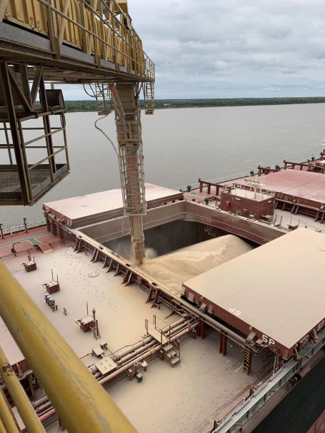 Bulk grain loading in progress